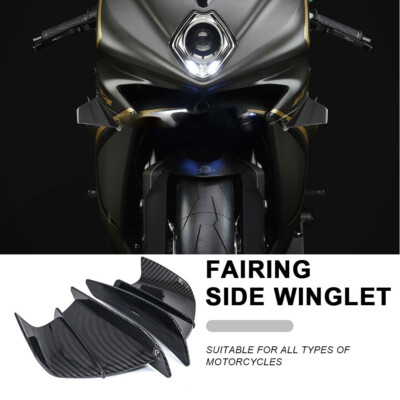 Motorcycle Winglets Side Air Deflector Wing Kit Spoiler Gloss Carbon Fiber EAG
