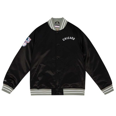 

Mitchell - Ness Cws Heavyweight Satin Button Up Jacket Mens Black Casual Athleti, Черный, Mitchell - Ness Cws Heavyweight Satin Button Up Jacket