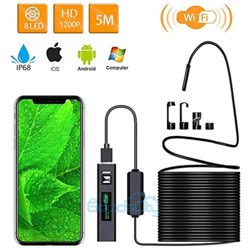 16FT 8LED WiFi HD Borescope Endoscope Snake ...
