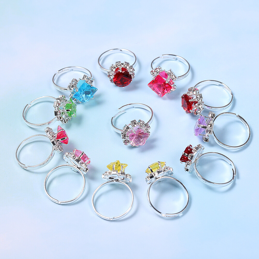 12 Pcs Kids Rings Fashion Charming Diamond Rings Child Rings for Teens