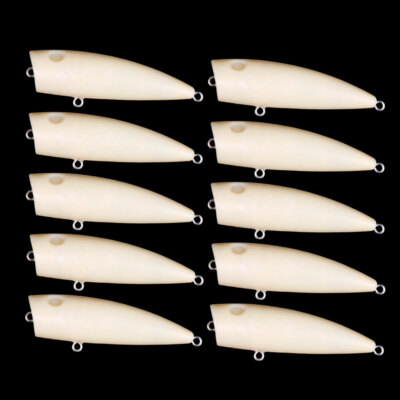 10PCS Popper Fishing Bait 9g/7cm Unpainted Hard Lure Bass Blank Crankbait Tackle