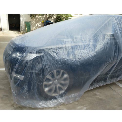 1 PACK Clear Plastic Disposable Car Cover Temporary Universal Rain Dust Garage