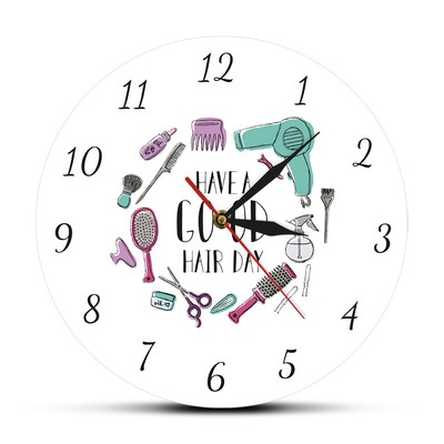 Modern Wall Clock Hair Salon Barber Shop Wall Decor Hairstylist