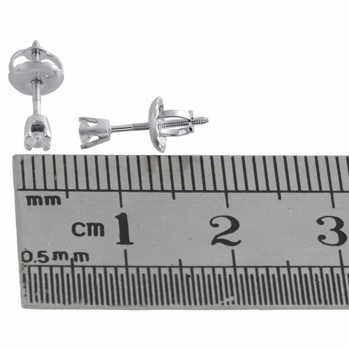 Pre-owned Jfl Diamonds & Timepieces 14k White Gold Solitaire Round Diamond Studs 2.55mm Screw Back Earrings 0.10 Ct.