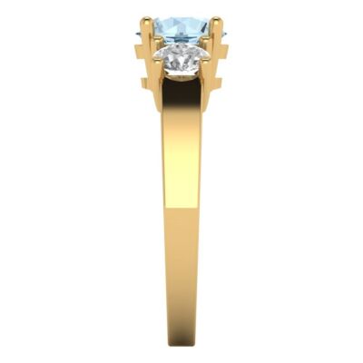 Pre-owned Pucci 1.5ct Round 3 Stone Swiss Topaz Promise Bridal Wedding Ring 14k Yellow Gold