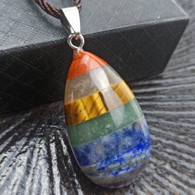 7 Chakra Natural Stone Pendant Necklace Healing Gemstone Crystal Energy Necklace
