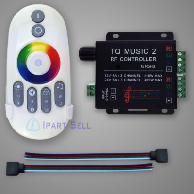 LED RGB Music Touch RF DC12-24V 4-Pin Remote Control for LED Strip Light 3.5mm
