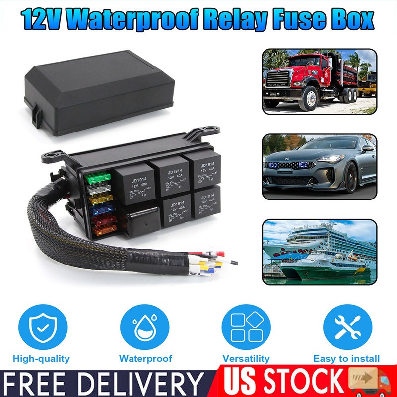 US Fuse Relay Box Block Universal Relay Block Box for