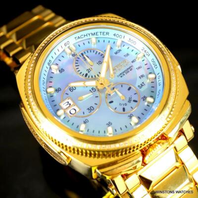 Pre-owned Invicta Reserve Russian Diver Diamond Gold Plated Platinum Mop 52mm Watch