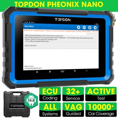 2024 TOPDON Phoenix Nano-E PRO Elite Car OBD Scanner Diagnostic Tool E-CU Coding