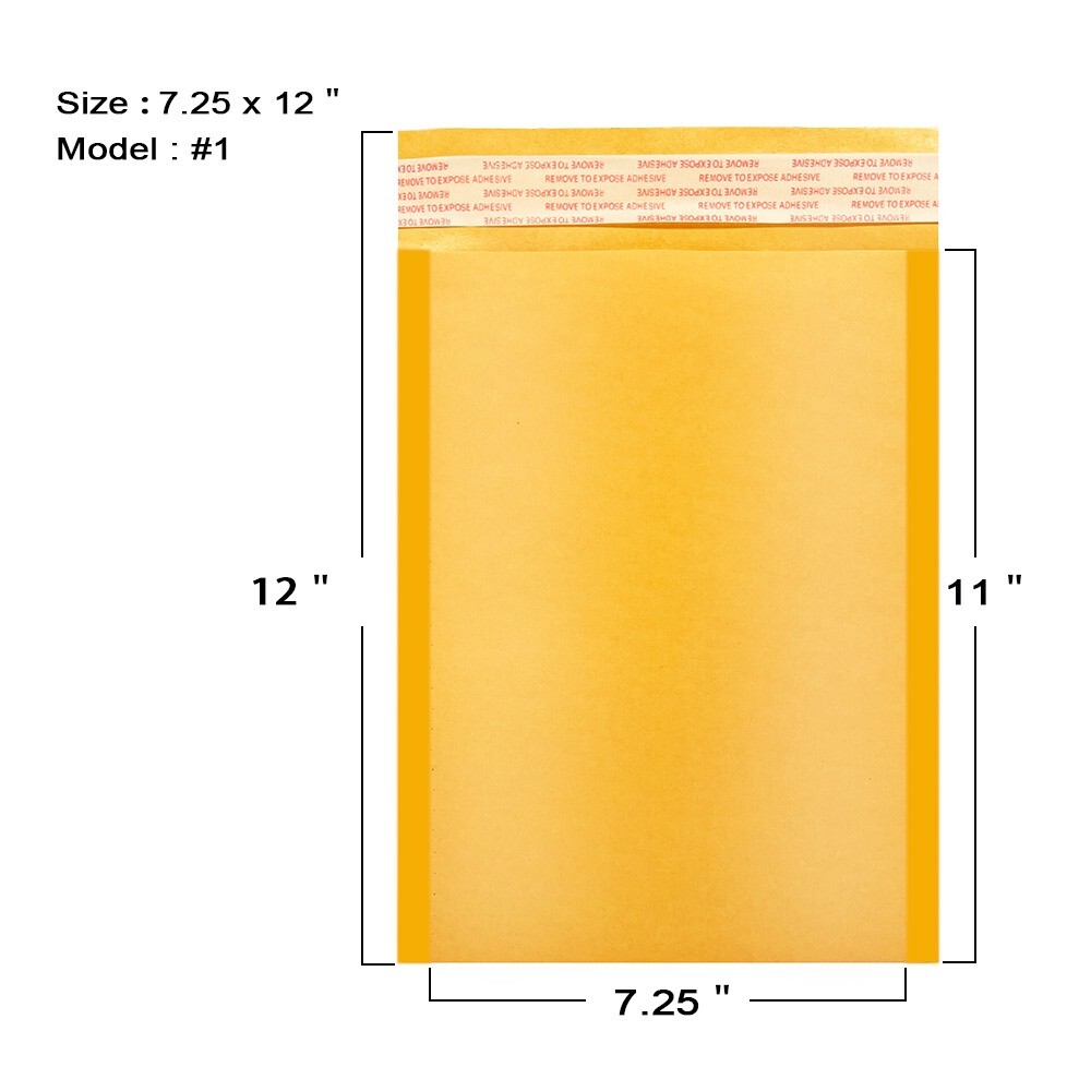 Coolpkg 100 PCS #1 7.25"x11" Kraft Bubble Mailer Padded Shipping Evelope 7.25*11