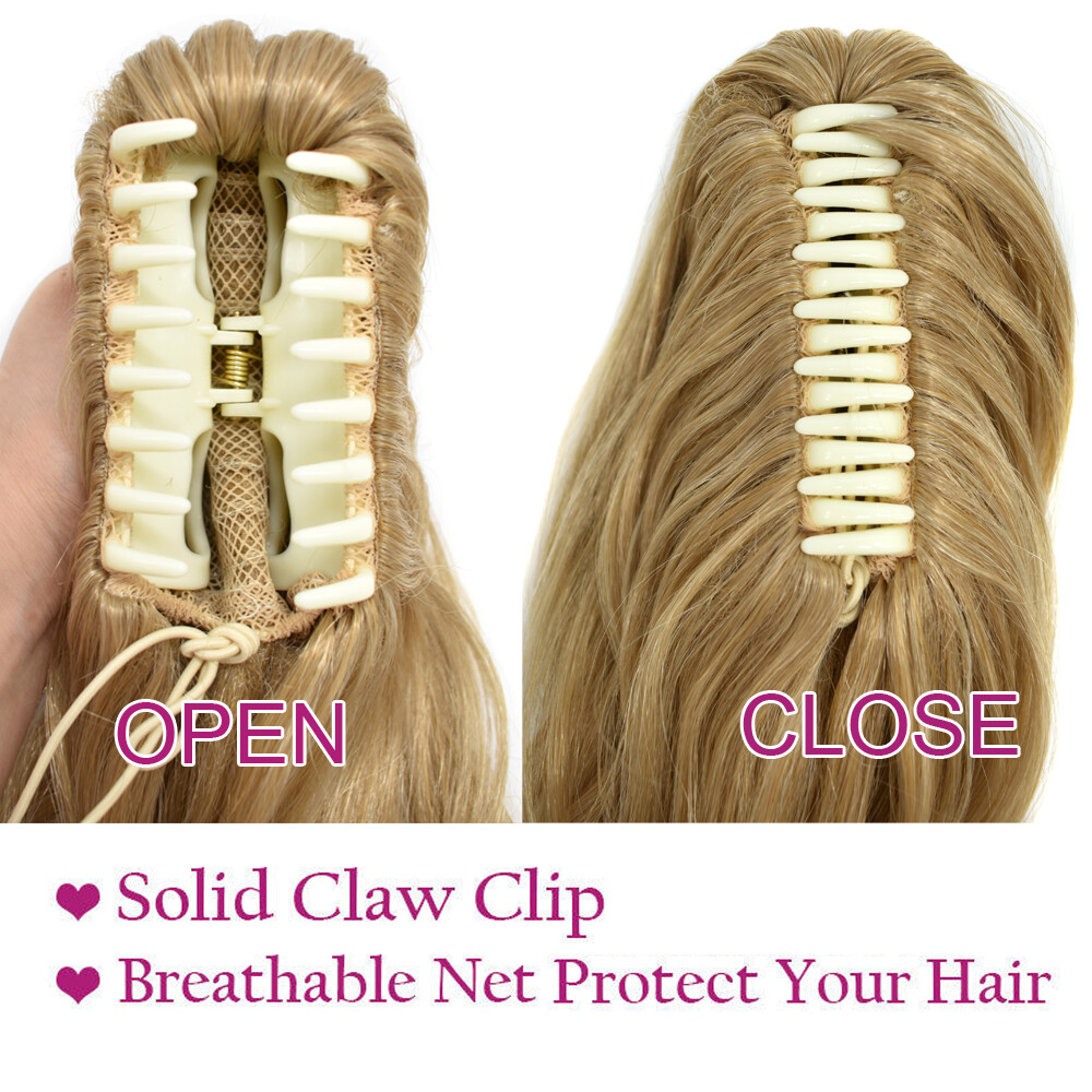 Claw Clip Ponytail Hair Extensions Real As Human Pony Tail Long Wavy Hairpiece