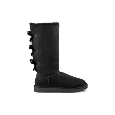 Pre-owned Ugg Bailey Bow Tall Ii Black W-1016434-blk Women's