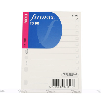 Filofax Pocket Size Organiser To Do NotePaper Refill Insert - 212204