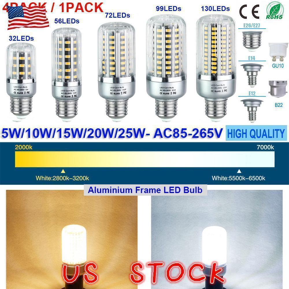 LED Corn Light Bulb Spotlight E27 E14 E12 B22 GU10 25W 20W 15W 10W 5W SMD5736 US