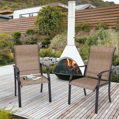 Nuu Garden Outdoor Dining Chair 37.5'' Textilene Brown Finish w/ Steel Frame