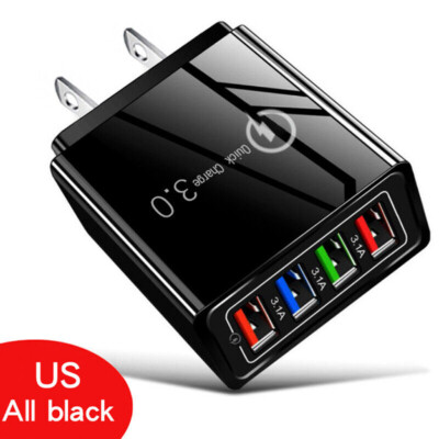 40W USB Wall Charger, 4 Ports Fast Charging Block, QC 3.0 Power Adapter US Plug