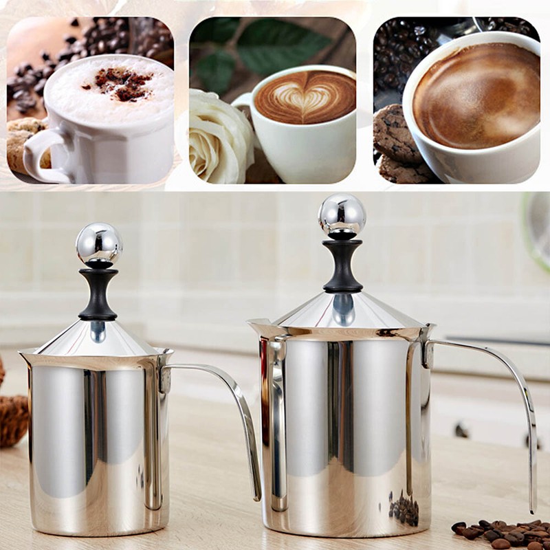 Schaumbecher 800ML Milchschäumer Manuelle Edelstahl Milchaufschäumer Cup Hand DE