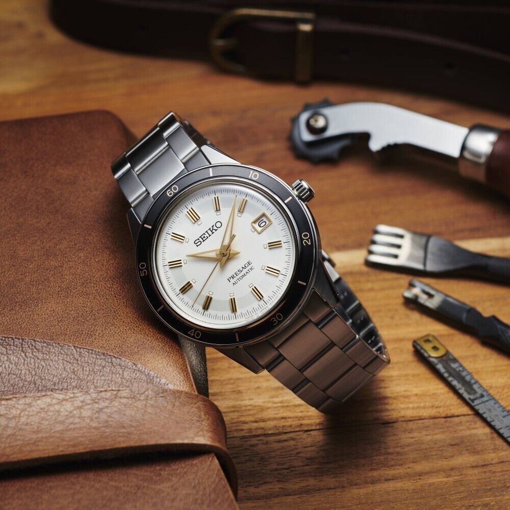 Pre-owned Seiko Presage Srpg03j1 60's Style Automatic Stainless Steel Men's Dress Watch