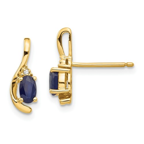 Pre-owned Goldia 14k Diamond & Sapphire Earrings In Yellow