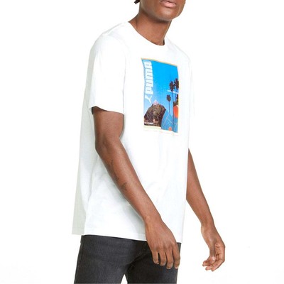 

Puma Photoprint Crew Neck Short Sleeve TShirt Mens White Casual Tops 848571-02, Белый, Puma Photoprint Crew Neck Short Sleeve TShirt