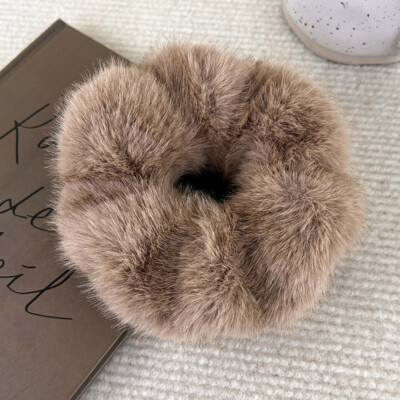 Woman Winter Furry Hairband Retro Mink Down Headband Hair Rope Tie Ponytail Band
