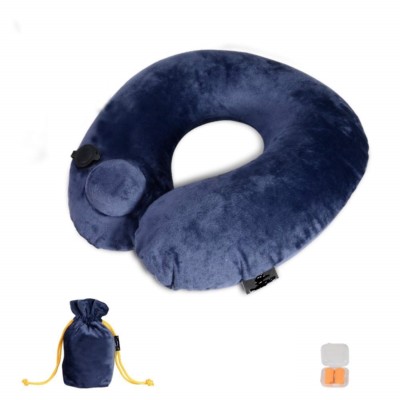 Inflatable Neck Pillow Best Travel Pillow With Free travel bag and Earplugs 