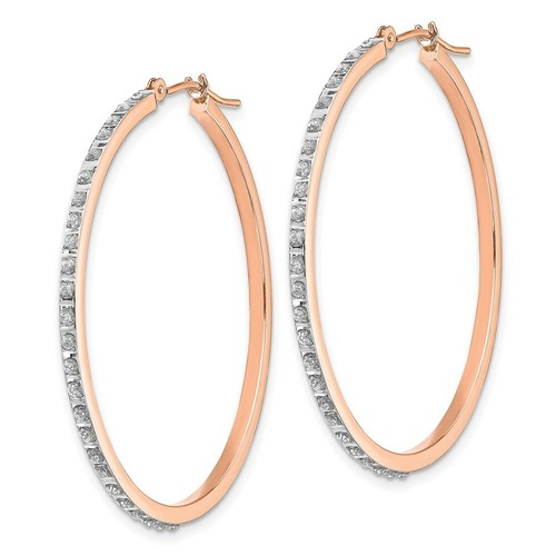 Pre-owned Jewelry 14k Rose Gold Diamond Fascination Round Hinged Hoop Earrings