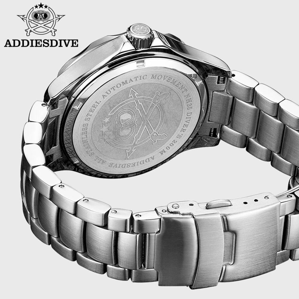 Pre-owned Addies Men's Automatic Mechanical Watch 200m Waterproof Sapphire Glass Janpan Movement