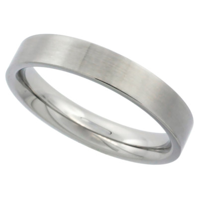 4mm Stainless Steel Comfort Fit Satin Finish Flat Wedding Band, Thumb / Toe Ring