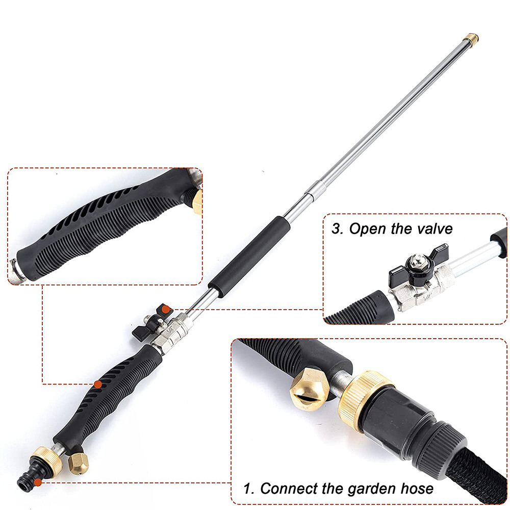 High Pressure Power Washer Gun Wand Nozzle Attachment Garden Hose+Soap Dispenser