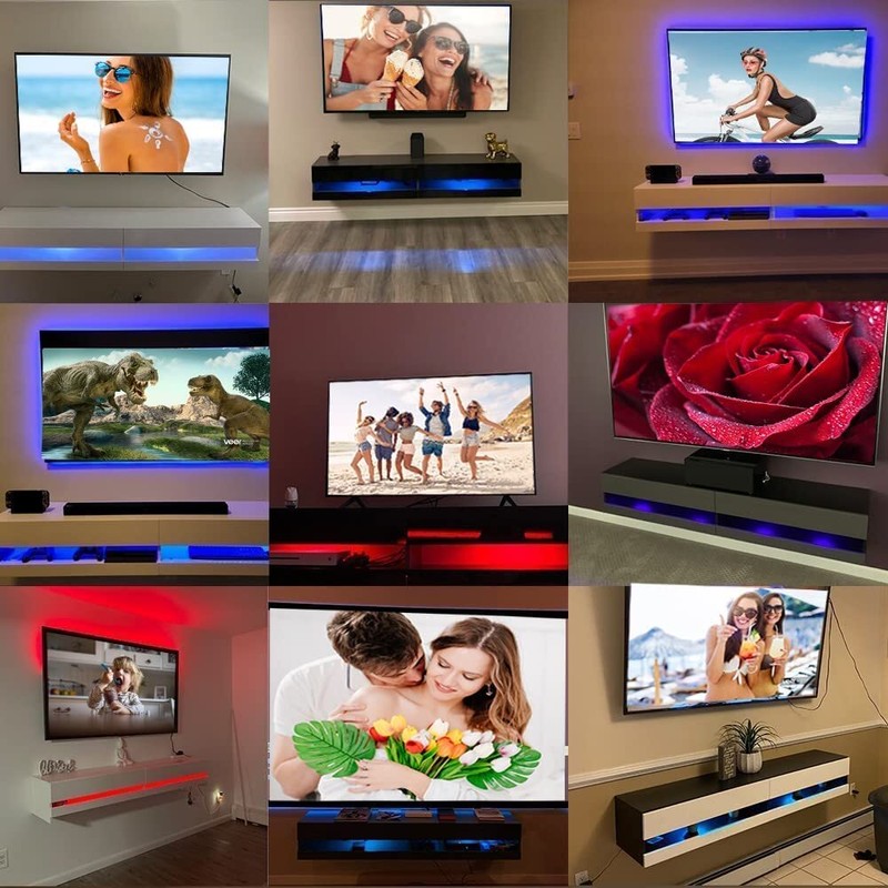 Floating TV Stand For 80 Inch TVS Wall Mounted Media Console Desk with 20 Colors