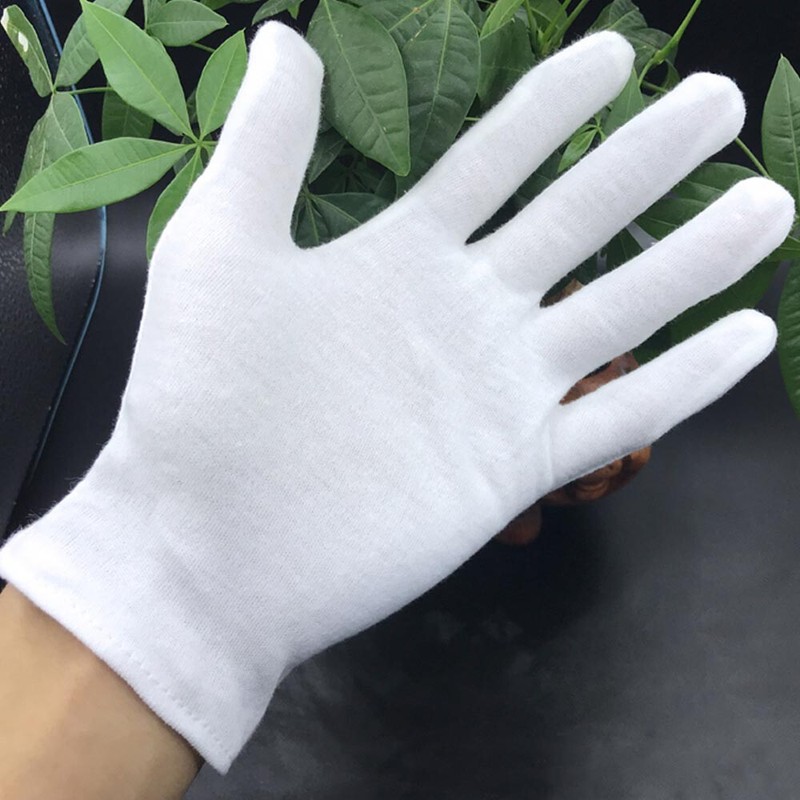 12Pairs White Cotton Gloves Beauty Moisturising Eczema Butler Waiter