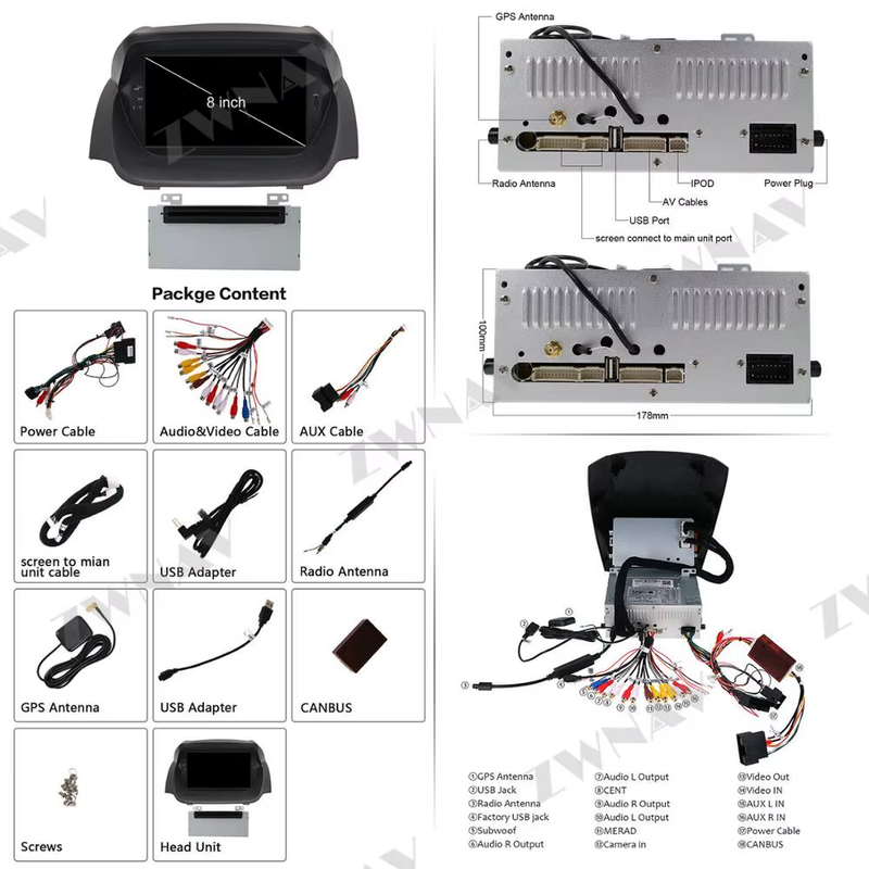 Android 13.0 Car DVD Player GPS Navigation For Ford Fiesta MK7 2013-2016 Car Rad