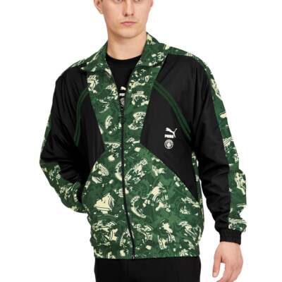 

Puma Manchester City 2021 Tfs Woven Full Zip Jacket Mens Green Casual Athletic O, Зеленый, Puma Manchester City 2021 Tfs Woven Full Zip Jacket