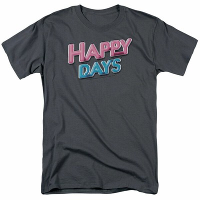 Happy Days Happy Days Logo T Shirt Mens Licensed Classic TV  Show Charcoal