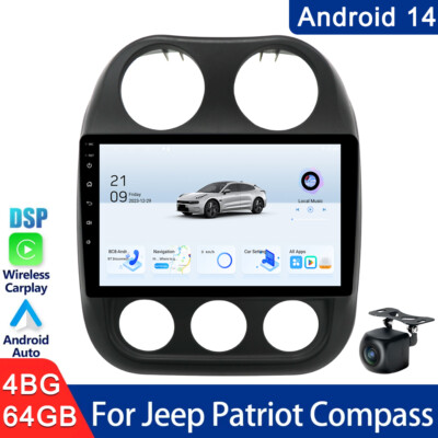For Jeep Compass Patriot 2010-2017 Car GPS Radio Android14 Player Sat Nav Stereo