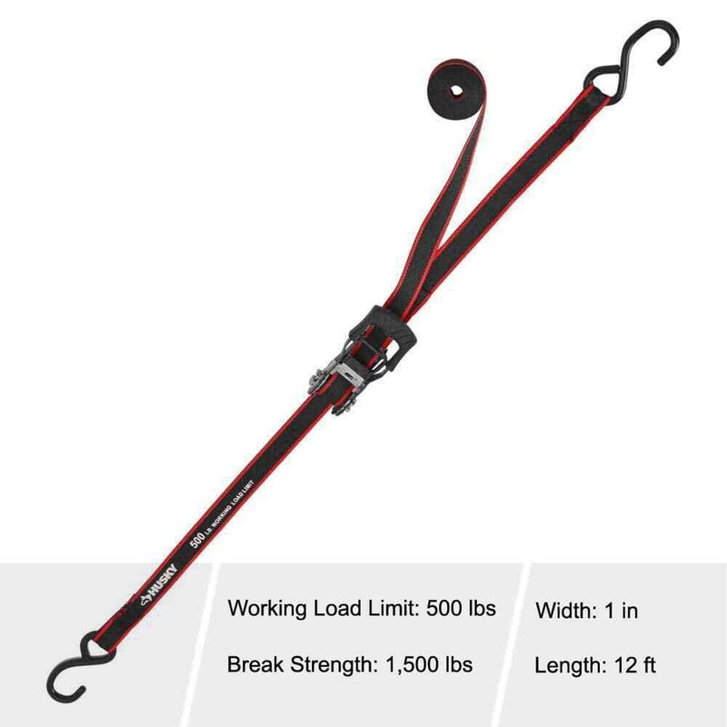 8-PACK HUSKY RATCHET TIE DOWN Heavy Loads Security Fastening Straps 12 ft x 1 in