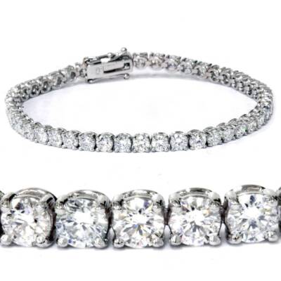 G/VS 7Ct TW Round Lab Grown Diamond Women's Tennis Bracelet 14K White Gold 7"