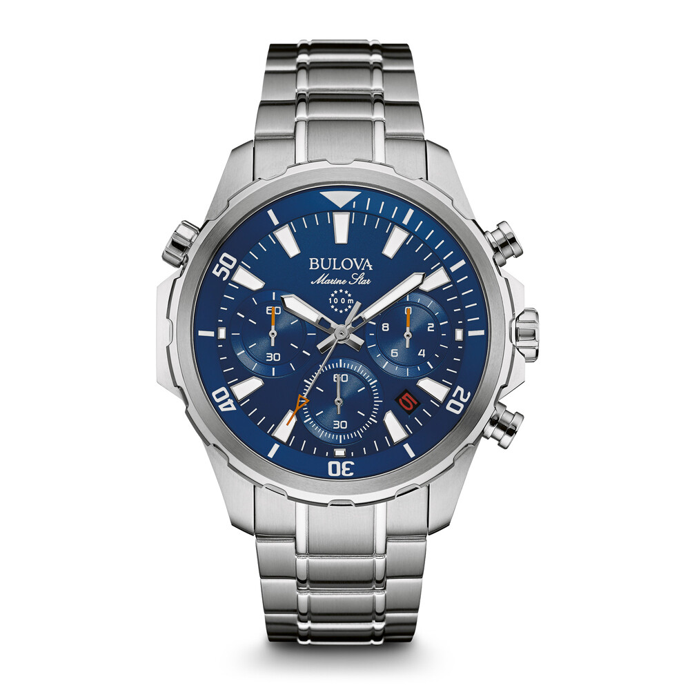 Pre-owned Bulova Buloca Marine Star Wristwatch For Men 43mm Case Stainless Steel, Stainless Steel