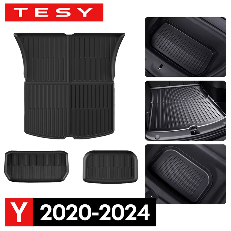 For Tesla Model Y 2020-2024 Front and Back Trunk Mat TPE Carpet Waterproof Weath