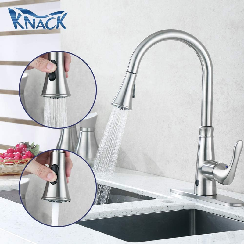 Touchless Kitchen Faucet with Pull down Spray Head, Two Sensors Single Handle Hi