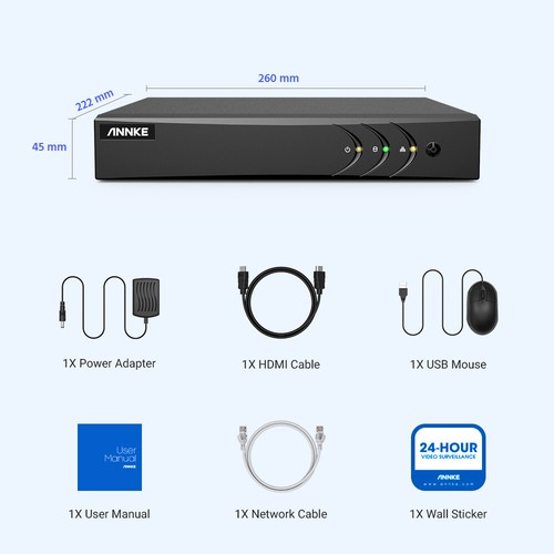 ANNKE 5MP Lite 8CH DVR 5in1 Video Recorder DVR for Smart Security Camera System