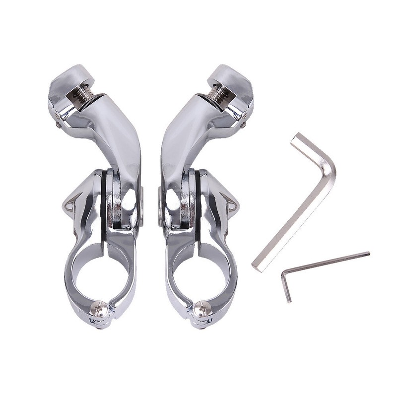 1 1/4" 32mm Chrome Short Angled Adjustable Highway Foot Peg Mount Kit For Harley