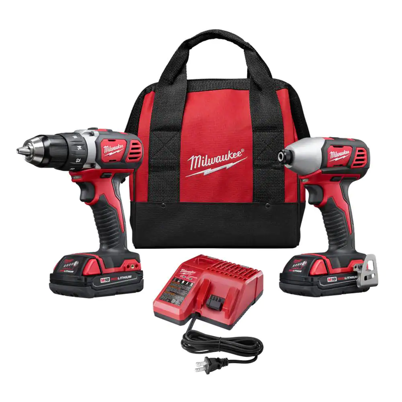 Milwaukee Cordless Drill/Impact Driver Combo Kit 18V Li-Ion Battery Charger Bag