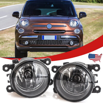 For 2012-2018 Fiat 500 Pair Front Fog Light Clear Driving Lamps Left Right Side