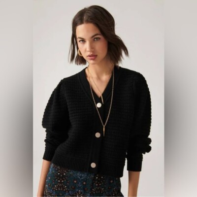 NEW Ba&Sh Bash Aude Wool Blend Cardigan in Black | size 1 / S