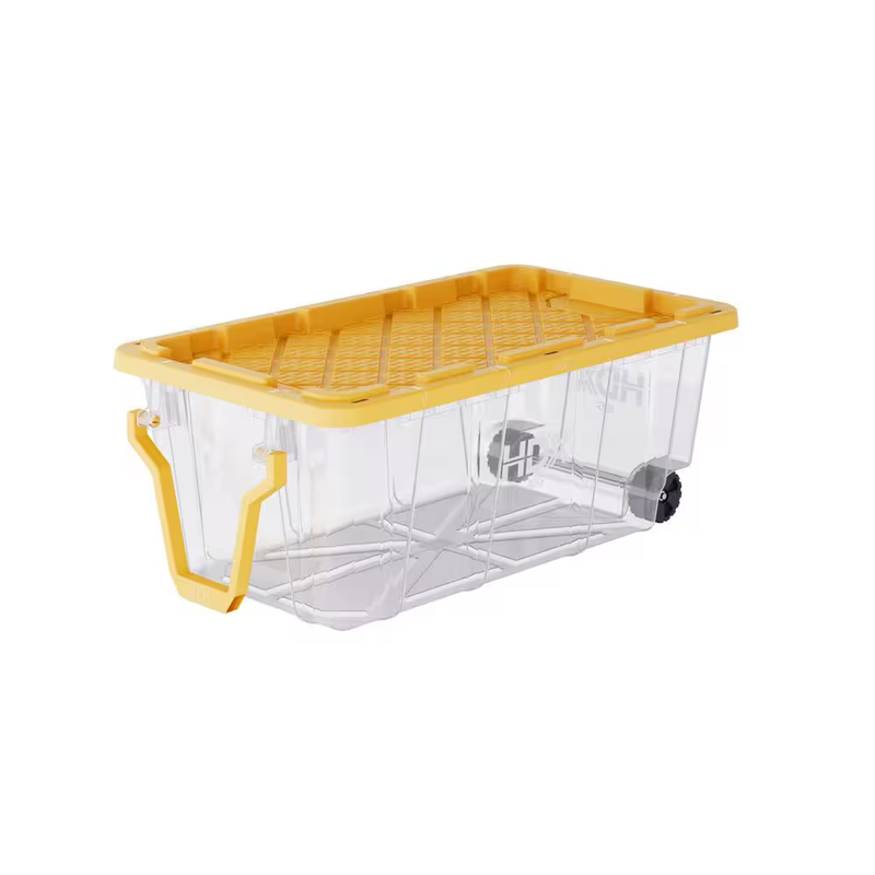 HDX 40 Gallon Tough Tote Storage Bin Container w/ Wheels Locking Lid Heavy Duty