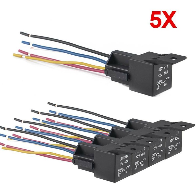5x KFZ Relais Öffner Schließer Auto Umschaltrelais Wechselrelais 12V 40A Sockel