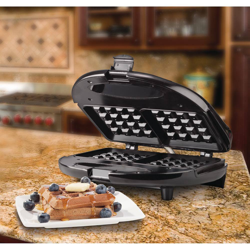 Double Waffle Iron Maker, Nonstick, Kitchen Breakfast Cooker, Small Appliance